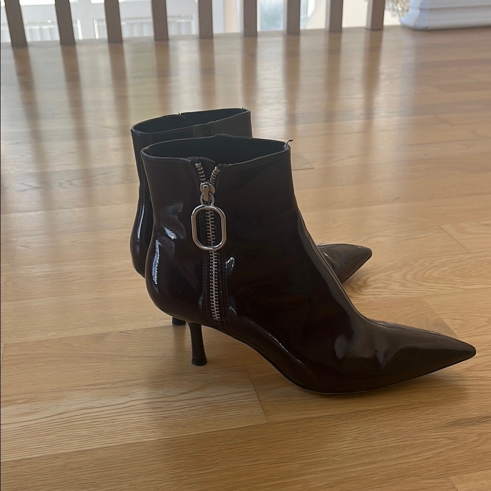 Black Patent Leather Ankle Boots